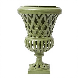 Sage Green Powder Coated Cast Aluminum Weather Resistant Garden Urn Vase <b>Planter</b> for Indoor <b>Outdoor</b> Home Garden Wedding Hotel - Product Image 6