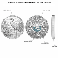 Pièce de monnaie commémorative personnalisée en métal en relief 3D avec motif héron mangrove, emballage de luxe, vente en gros sans MOQ