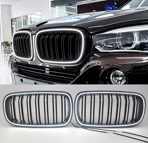 Pour <span class=keywords><strong>BMW</strong></span> <span class=keywords><strong>X5</strong></span> <span class=keywords><strong>F15</strong></span> 14-18 Grille de pare-chocs avant LED illuminée noir brillant, garniture de remplacement pour <span class=keywords><strong>calandre</strong></span> avant - Product Image 1
