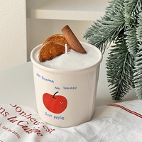 Vela Aromática de Manzana Tostada en Taza, Linda, al por Mayor, Hecha a Mano, Decoración de Mostrador de Tienda, Regalo Temático de Otoño para Clientes