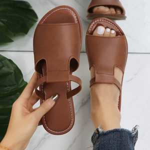 1006 Foreign Trade 2025 Summer Round Toe Flat Simple <b>Sandals</b> and Slippers for <b>Women</b> Wear Color-matching Soft Beach - Product Image 4