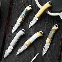 Couteau pliant mini en laiton, lame en acier inoxydable, coupe-fruits de poche, outil EDC, manche en coquille, équipement de camping extérieur - Vente en gros usine