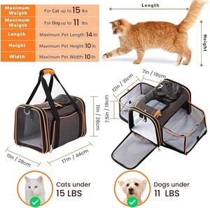 Pembawa hewan peliharaan yang dapat diperluas untuk kucing dan anjing hingga 15 Lbs, pembawa kucing sisi lembut dengan alas wol yang dapat dilepas - Product Image 6