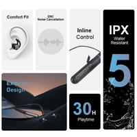 Headphone Bluetooth Tahan Air, Headphone Neckband Nirkabel, Headset BT Nirkabel, Earphone Olahraga Nirkabel Neckband