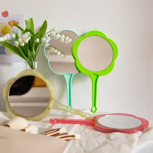 Manufacturer 1 Flat 1 Magnifying 2X 5X 10X Dual-Sided Plastic Makeup Mirror Flower Vintage Handheld Double Sided Mirror