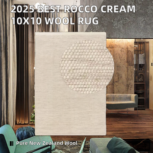 Alfombra Rocco Cream de Lana Pura Antiarrugas de 10 x 10 pies, la Más Vendida, con Pelo Cortado Moderno para Sala de Estar, Dormitorio y Hogar - Product Image 2
