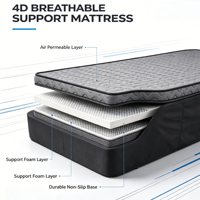 Matelas de camion 4D respirant et confortable, avec mousse multicouche absorbant les chocs, entièrement lavable et anti-affaissement pour la cabine de repos