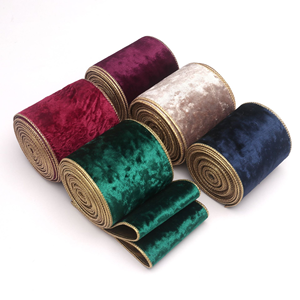Pita Beludru Berpinggir Emas Satu Sisi 10cm, Dekorasi Latar Belakang Pohon Natal Buatan Tangan, Pita <span class=keywords><strong>10</strong></span> Yard/<span class=keywords><strong>Roll</strong></span> Ramah Lingkungan - Product Image 5