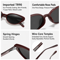 Lunettes de soleil polarisées pour adultes SR UV400, monture légère en TR90 à bordure complète, branches ajourées, verres TAC avec insert CP, couleur Aubergine, style Upswept