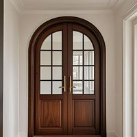 Porte de sécurité moderne de luxe noire à double ouverture en bois massif fini pour l'intérieur