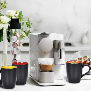 Top seller 2023 dalam warna-warni di luar matte hitam 12 oz keramik cangkir kopi dengan kustom dicetak Mug kopi