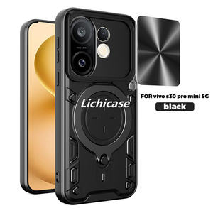 Cubierta de protección de lente de cámara deslizante con textura de <span class=keywords><strong>CD</strong></span> Lichicase para Vivo Y31 Y21D funda de teléfono con armadura magnética - Product Image 3