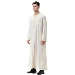 Arabian Middle East Islamic Kleidung Männer Weiß Schwarz Thobe Muslim Langarm Gebets kleid 2022 Männer Robe