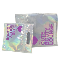 Sacs en Mylar holographiques personnalisés pour vêtements, bijoux, cosmétiques, emballages transparents en plastique holographique avec fermeture éclair et trou pour poignée