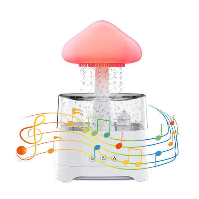 Electric Ultrasonic Sleeping Aid Light White Noise Sound Machine Raindrop Essential Oil Aroma Diffuser Mushroom Rain Water