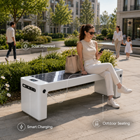 Banc solaire intelligent pour extérieur, imperméable, avec chargeur sans fil USB, haut-parleur WiFi et Bluetooth, mobilier urbain intelligent