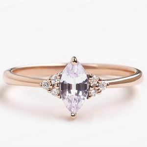 Quartz lavande en forme de goutte d'eau en or 14 carats avec diamant, quartz lavande tendance pour mariage - Product Image 4