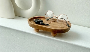 <strong>Vintage</strong> Modern Farmhouse Wood Riser Round Acacia Pedestal Bath <strong>Stand</strong> Plant Holder <strong>Cake</strong> <strong>Stand</strong> Soap Tray for Desk Display - Product Image 2