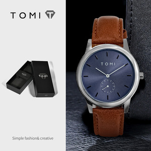 Reloj de Pulsera TOMI T088 para Hombre, Diseño de <span class=keywords><strong>Dos</strong></span> Agujas, Estilo Casual <span class=keywords><strong>y</strong></span> Minimalista, Reloj de Cuarzo con Correa de Cuero, Caja para Reloj - Product Image 1