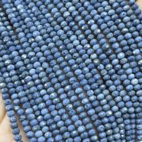 Perles miniatures en pierre naturelle corail bleu 2x3mm facettées, couleur bleu grisâtre, pour la fabrication de bijoux de clavicule, 380mm/brin