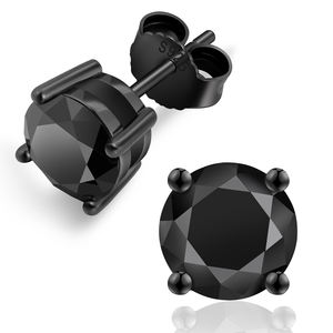 Pendientes de Moda Ruizuan Negros con Circonitas, Redondos, 1CT, 6.5mm, para Hombre - Product Image 1