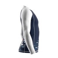 Maillot de bain à manches longues pour homme 5XL, col montant, coupe raglan, empiècements latéraux en mesh, imprimé voile marine pour surf et voile