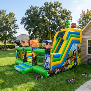 Château gonflable commercial pour enfants, avec toboggan et souffleur, idéal pour les fêtes en extérieur - Product Image 2