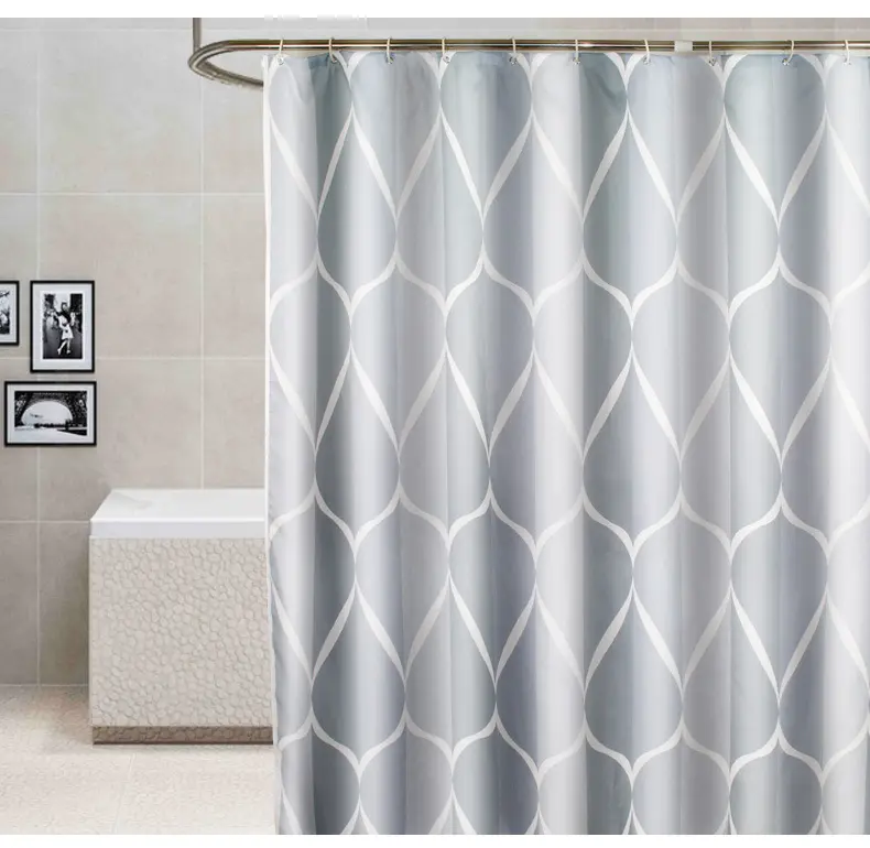 Juego de baño de diseñador de pvc, trazador de líneas, cortina de ducha con impresión personalizada, 4 Uds.