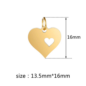 Jingxiang acero inoxidable espejo-Acabado ahuecado doble Corazón y melocotón totalmente pulido pequeño colgante Diy hecho a mano <span class=keywords><strong>Tita</strong></span> - Product Image 4