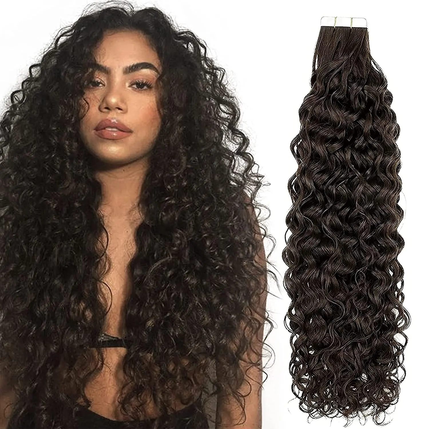 Nastro non trattato nell'estensione dei capelli 100% non trattato Remy Afro Kinky Tape Hair Raw Virgin Curly Tape Ins Hair