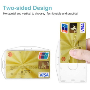 Wholesale manufacturer of plastic hard card sleeves, transparent horizontal and vertical dual-use <b>ID</b> card protectors with - Product Image 2