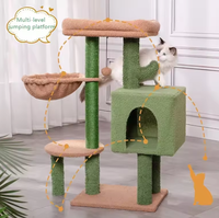 Arbre à chat mignon en forme de cactus pour chatons, griffoir pour chats d'intérieur, en bois écologique et sisal, petite tour verte pour chat avec balles