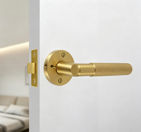 Poignée de porte à levier moletée en laiton massif avec serrure de confidentialité, ensemble moderne pour chambre et salle de bain, vente en gros directe usine