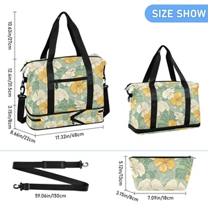 Hawaii Flowers Print Waterproof Dry Wet Separation Fitness Duffel Bag Gym Travel Hiking Sports Duffel <b>Backpack</b> - Product Image 3