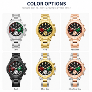 Montre-bracelet analogique à quartz pour homme en alliage d'acier inoxydable 47 mm, étanche, avec chronographe et affichage de la date, idéale pour les affaires - Product Image 5