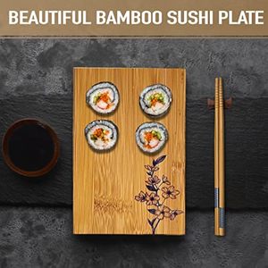 Kit de fabrication de sushis en bambou pour débutants Kit de rouleau à <span class=keywords><strong>sushi</strong></span> 15 pièces Tapis à <span class=keywords><strong>sushi</strong></span> en bambou massif et fleur de cerisier gravée pour la cuisine - Product Image 6
