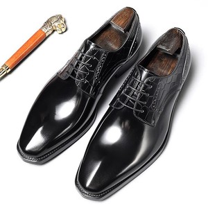Zapatos Formales de Hombre de Cuero Genuino de Alta Calidad, Modernos e Impermeables, con Función de Aumento de Altura, Entresuela de Goma y Cierre con Cordones - Product Image 1
