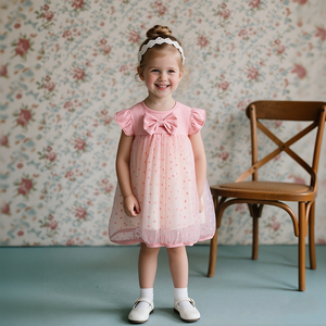 Hongbo Designs Abito Rosso per <span class=keywords><strong>Neonata</strong></span>, Minigonna con Volant, Elegante Vestito da Festa per Ragazze 4-12 Anni, Abito da Sera in Cotone - Product Image 3