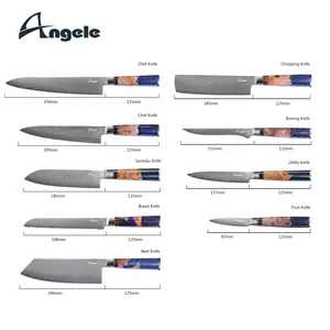 Ensemble de couteaux damas 2023 japonais en acier AUS-10 67 couches couteau de chef en acier damas