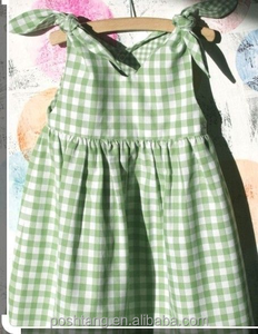 Vestido personalizado <span class=keywords><strong>de</strong></span> verano para niña Seersucker verde a cuadros Niña sin mangas correa <span class=keywords><strong>de</strong></span> hombro nudo <span class=keywords><strong>vestidos</strong></span> lindos para niña - Product Image 1