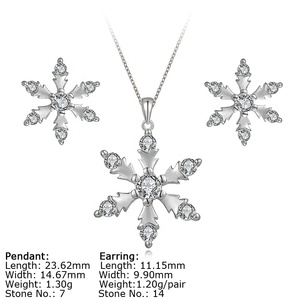 Collier pendentif pour boucles d'oreilles <span class=keywords><strong>en</strong></span> forme de flocons de neige, ensemble de bijoux <span class=keywords><strong>en</strong></span> <span class=keywords><strong>argent</strong></span> Sterling 925, plaqué or, offre spéciale, nouvelle collection - Product Image 3