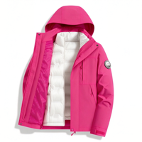 Veste d'extérieur à capuche et col roulé, écologique, coupe-vent, imperméable, chaude, pour hommes et femmes, logo personnalisé, automne-hiver, camping