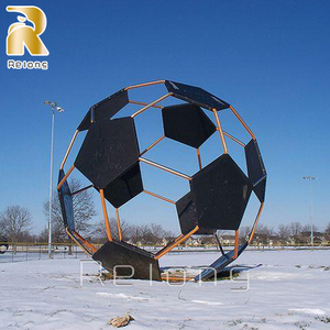 Patung sepak bola baja tahan karat, patung seni Modern ukuran besar untuk lanskap taman umum luar ruangan - Product Image 5