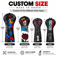 Ensemble de housses de tête de club de golf personnalisées avec logo, en cuir PU de luxe, housse de tête de driver imperméable, accessoires de golf personnalisés OEM