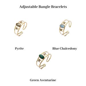 Bracelet jonc aventurine verte bijoux plaqué or bracelet jonc vert ovale poire minuscule labradorite pierres précieuses bracelet bijoux - Product Image 2