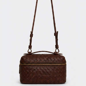 Premium Woven Leather Fashion <b>Vanity</b> <b>Bag</b> for Women Luxury Mini Shoulder Handbag Elegant Crossbody Purse OEM Autumn/Winter/Spring - Product Image 1