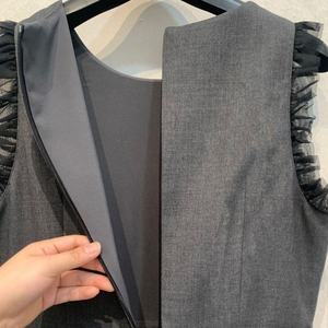 Vestido Midi Japonés Chic Vintage de Verano con Cuello Redondo y Sin Mangas para Mujer, de Cintura Alta, Ajustado, con Parches de Malla y Corte en A - Product Image 5