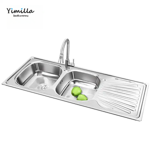 Yimilla 12050A Afrique du Sud avec poubelle armoire <span class=keywords><strong>2</strong></span> deux double bol <span class=keywords><strong>cuisine</strong></span> bassin évier évier en acier inoxydable - Product Image 2