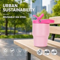 Bouteille d'eau isotherme double paroi en acier inoxydable 14 oz, réutilisable, avec paille pliable, anti-fuite, gobelet de voyage durable, vente en gros