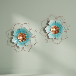 Decoración de Pared Floral Metálica, Adornos Colgantes Modernos en Turquesa y Cobre - Product Image 5